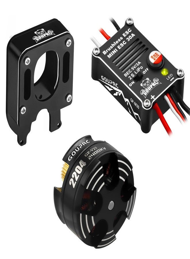 محرك GOUPRC 2204 2400KV بدون فرش خارجي الدوران مع قاعدة تثبيت ومجموعة وحدة تحكم إلكترونية بدون فرش 30 أمبير لسيارة SCX24 Axial 1/24 التي تعمل بالتحكم عن بعد - Image 1